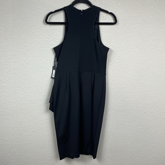 NWT Vera Wang Sleeveless Stretch Cocktail Dress Side Ruffle Slit Neck LBD Sz 4 - Picture 6 of 14